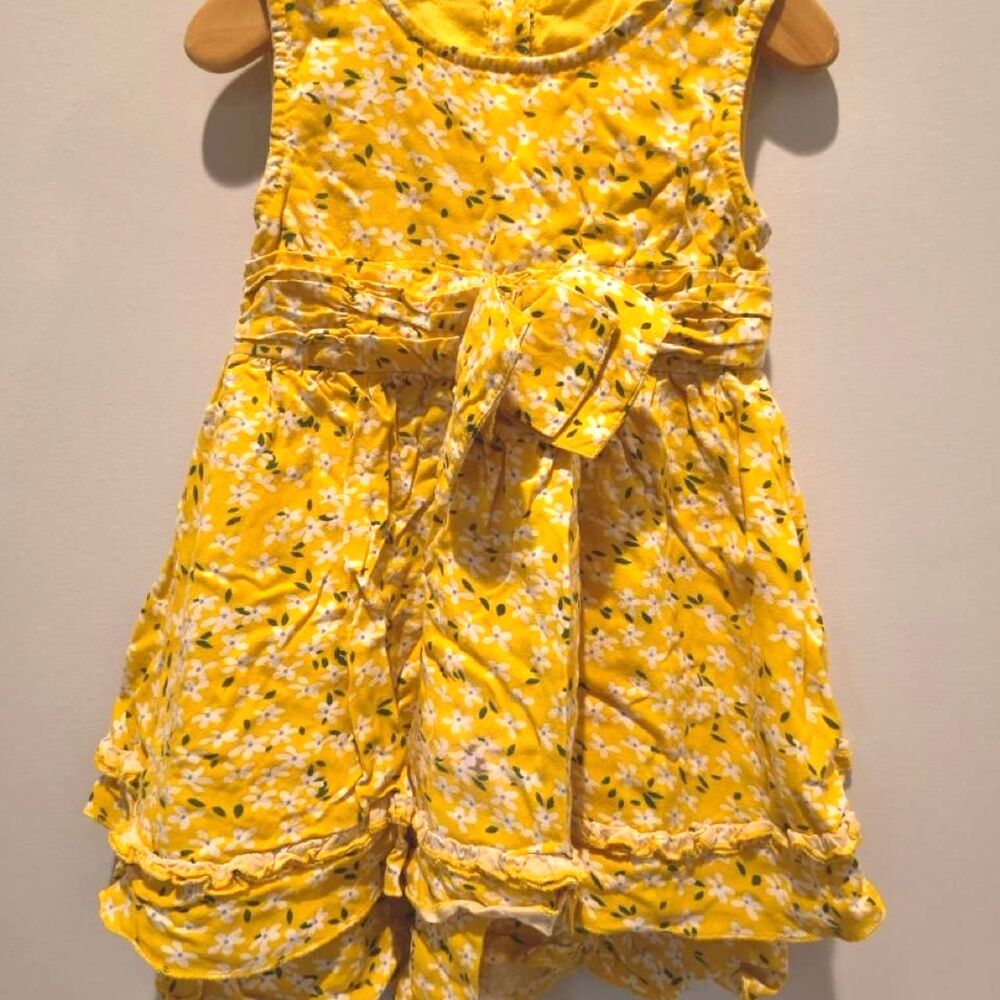 Cotton Yellow floral summer dress/ frock for girls 18-24m